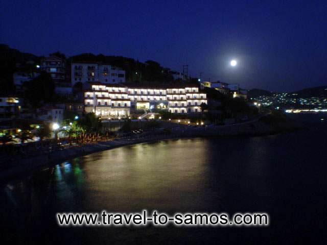GAGOU BEACH Image of the Hotel at Night CLICK TO ENLARGE